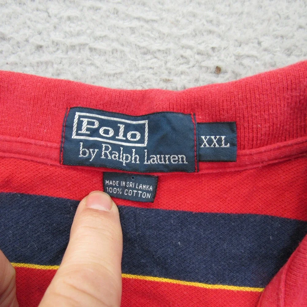 Polo Ralph Lauren Men's Red Navy Stripe‎ Polo Shirt Short Sleeve Size XXL